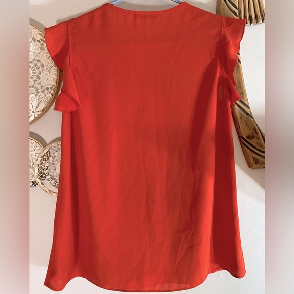 DEX tunic flutter sleeve with embellished, tie-front neckline - Picture 8 of 8